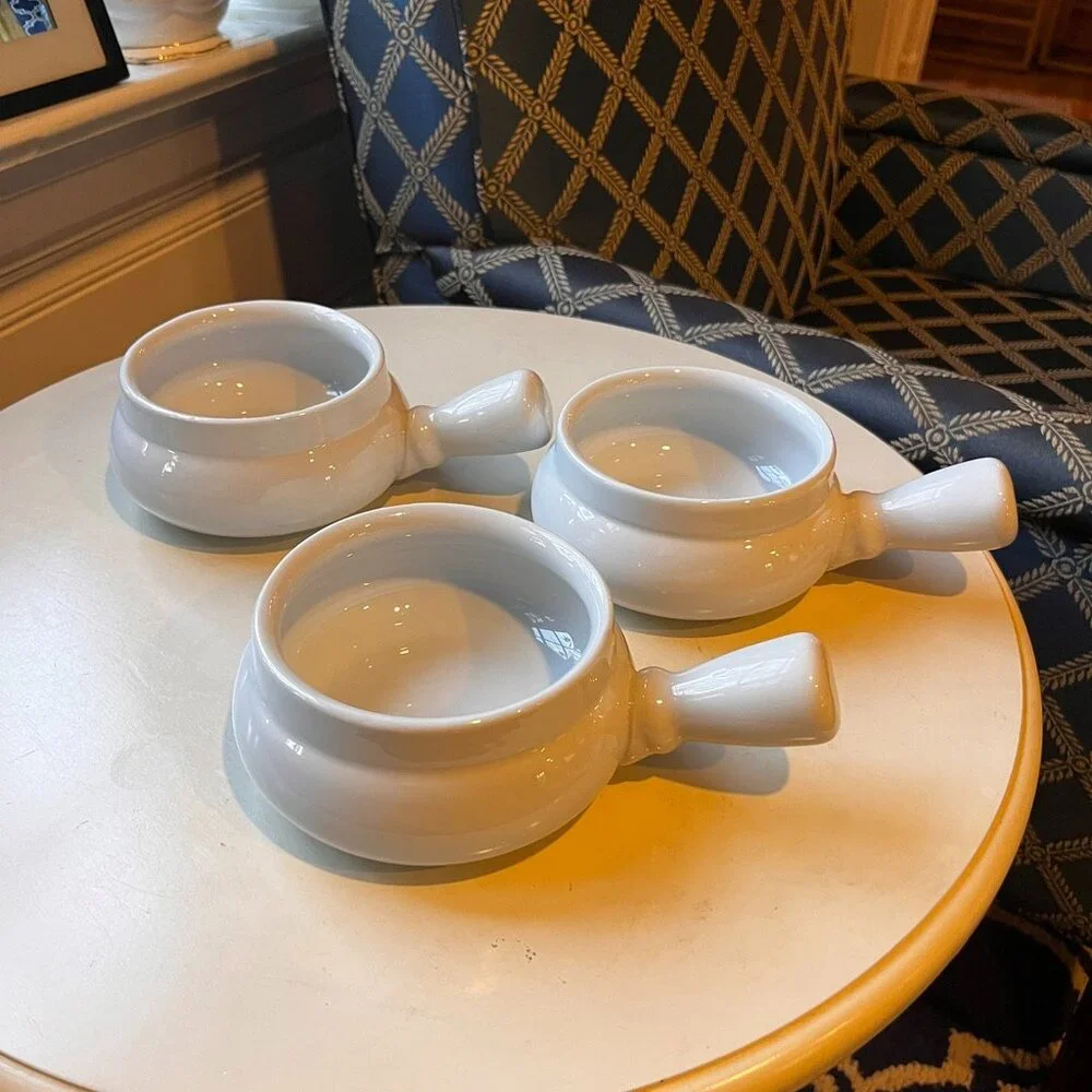 3 Sur La Table Blanc Individual Handled Soup Bowl
